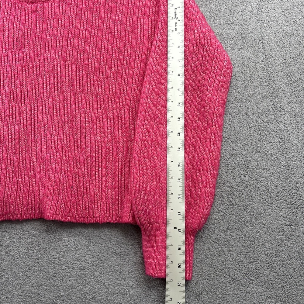 Jessica Simpson Ribbed Knit Cropped Mock Neck Sweater – Women's Size L– Hot Pink - Picture 4 of 13